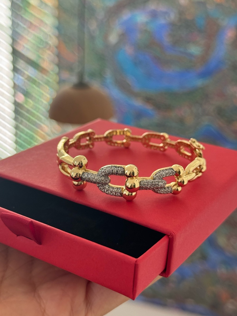 American Vintage Gold and Silver Pavé Link Bracelet